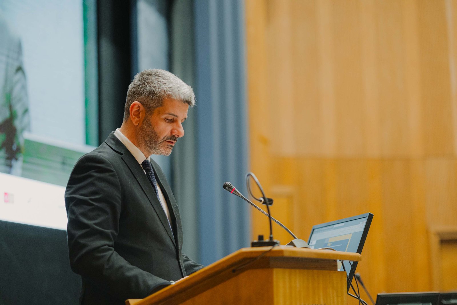 Speaker at the podium